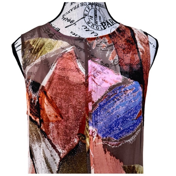 Ali Ro Women’s Sleeveless Midi Sheath Dress. Red, Orange, Blue, Green. Size 2 - Picture 8 of 11